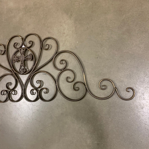 CROSS SCROLL ART WORK METAL WALL DECOR WESTERN HOME DECOR BRONZE NEW 46.5" X 16" #EH12192