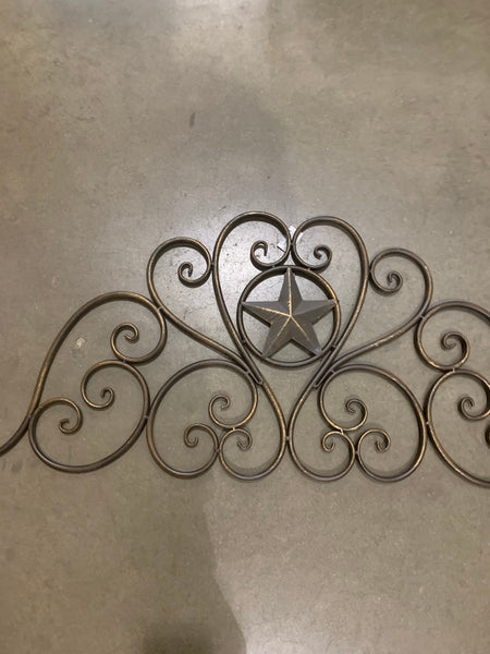 STAR SCROLL ART WORK METAL WALL DECOR WESTERN HOME DECOR BRONZE NEW 46.5" X 16" #EH12191