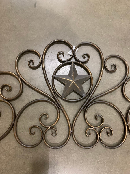 STAR SCROLL ART WORK METAL WALL DECOR WESTERN HOME DECOR BRONZE NEW 46.5" X 16" #EH12191