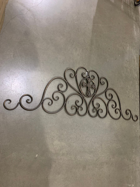 CROSS SCROLL ART WORK METAL WALL DECOR WESTERN HOME DECOR BRONZE NEW 46.5" X 16" #EH12192