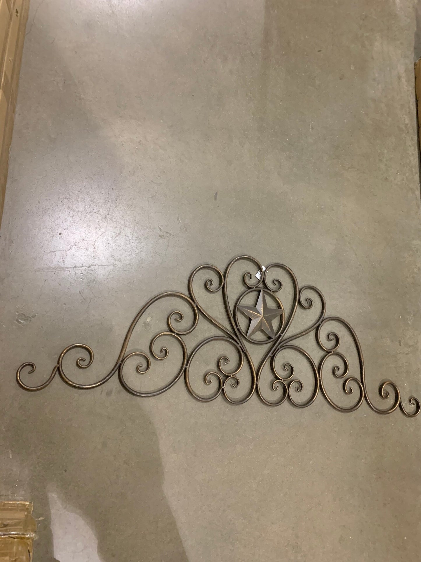 STAR SCROLL ART WORK METAL WALL DECOR WESTERN HOME DECOR BRONZE NEW 46.5" X 16" #EH12191