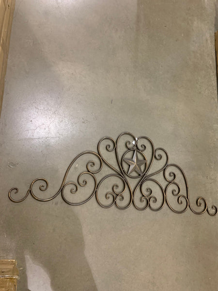 STAR SCROLL ART WORK METAL WALL DECOR WESTERN HOME DECOR BRONZE NEW 46.5" X 16" #EH12191
