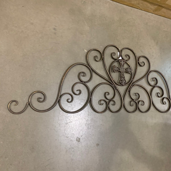 CROSS SCROLL ART WORK METAL WALL DECOR WESTERN HOME DECOR BRONZE NEW 46.5" X 16" #EH12192