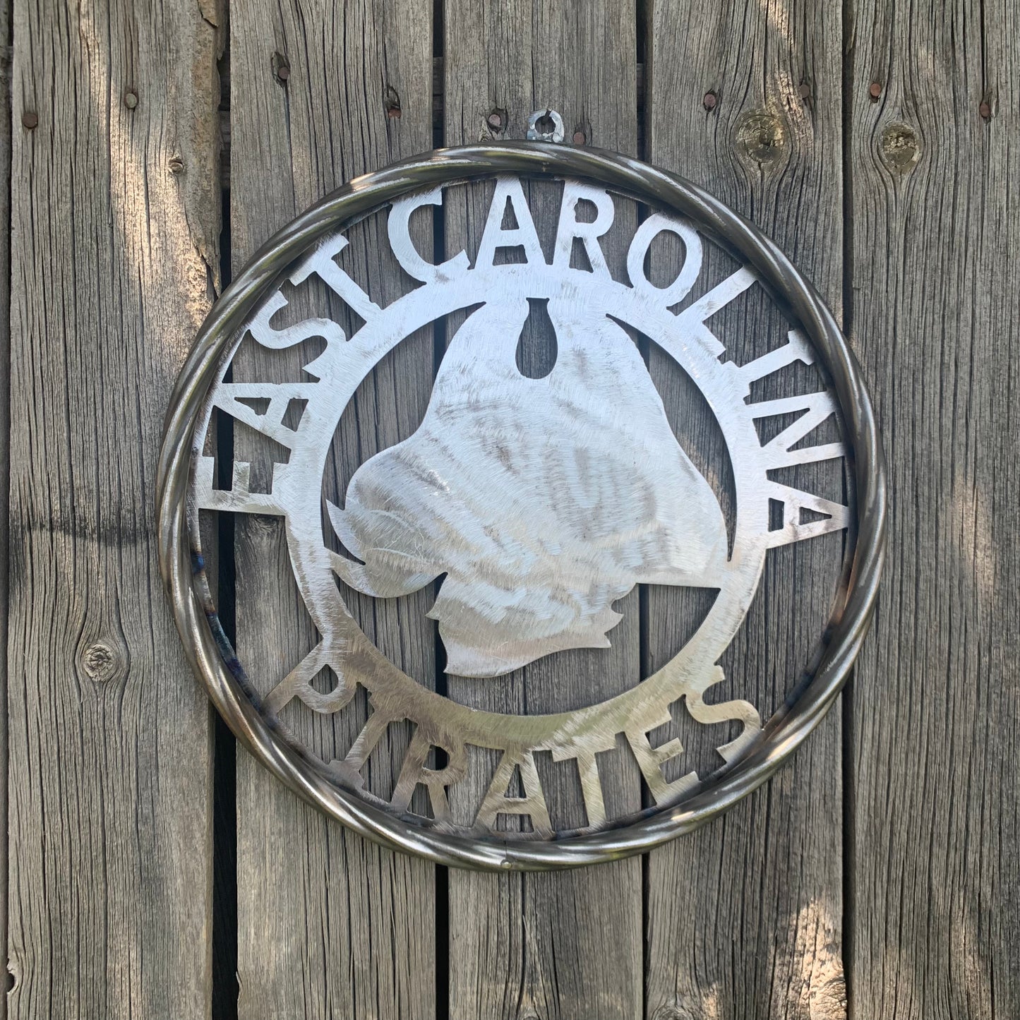 EAST CAROLINA CUSTOM RAW METAL VINTAGE CRAFT WALL ART TEAM SIGN HANDMADE
