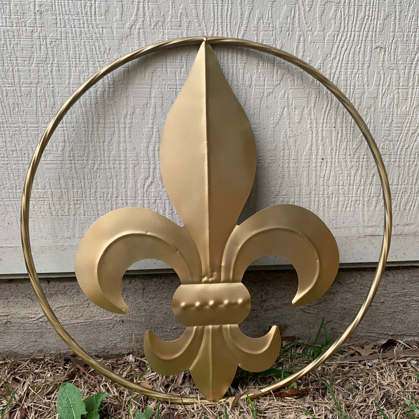 24" GOLD FLEUR DE LIS METAL SIGN WESTERN HOME DECOR HANDMADE NEW ART #EH10149