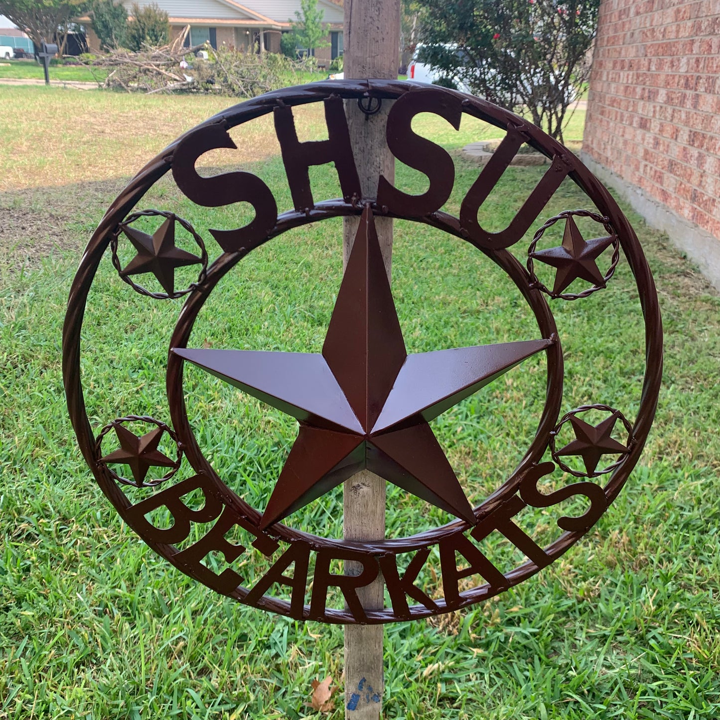 18" SHSU SAM HOUSTON BEARKATS RUSTIC BRONZE COPPER METAL CUSTOM VINTAGE CRAFT RUSTIC BROWN TEAM STAR HANDMADE