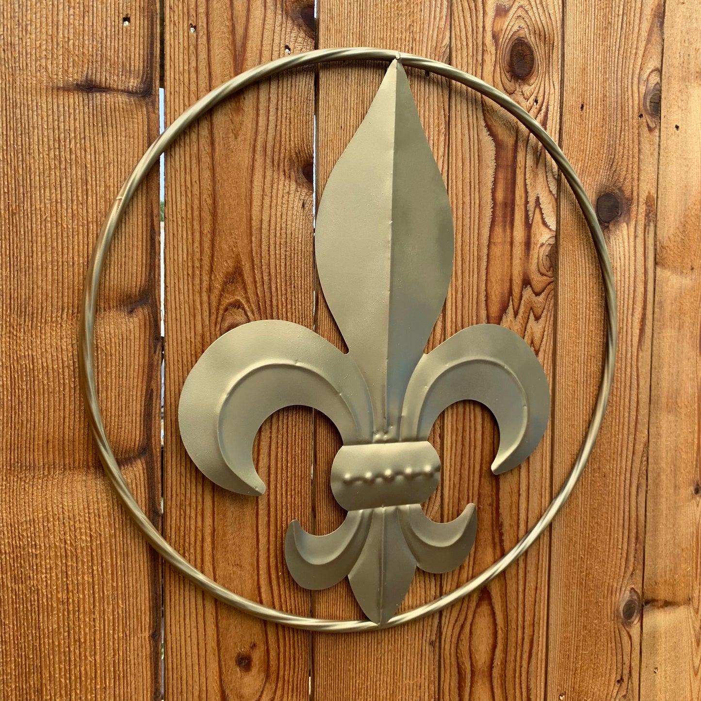 24" GOLD FLEUR DE LIS METAL SIGN WESTERN HOME DECOR HANDMADE NEW ART #EH10149