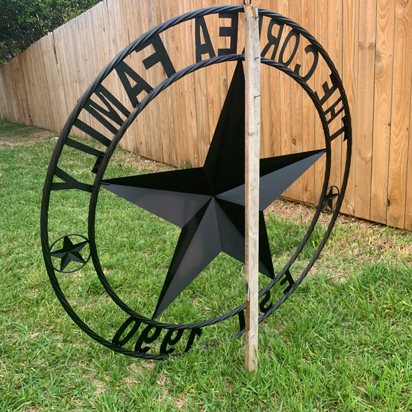 CORREA FAMILY STYLE CUSTOM FAMILY NAME STAR METAL BARN STAR ROPE RING WESTERN HOME DECOR RUSTIC HANDMADE 24",32",34",36",40",42",44",46",50"