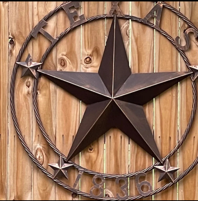 TEXAS 1836 RUSTIC BRONZE BARN STAR METAL WALL WESTERN HOME DECOR HANDMADE #EH10073