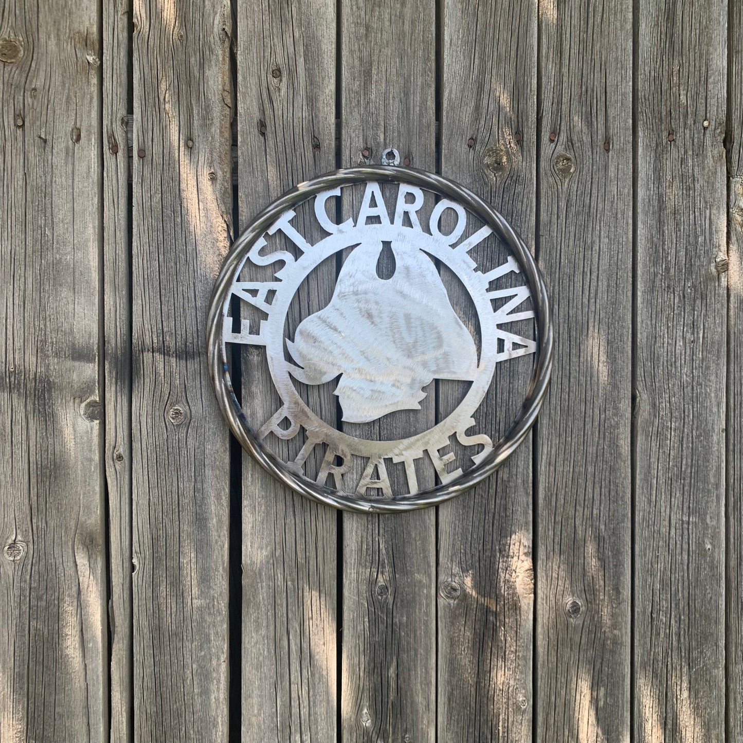 EAST CAROLINA CUSTOM RAW METAL VINTAGE CRAFT WALL ART TEAM SIGN HANDMADE