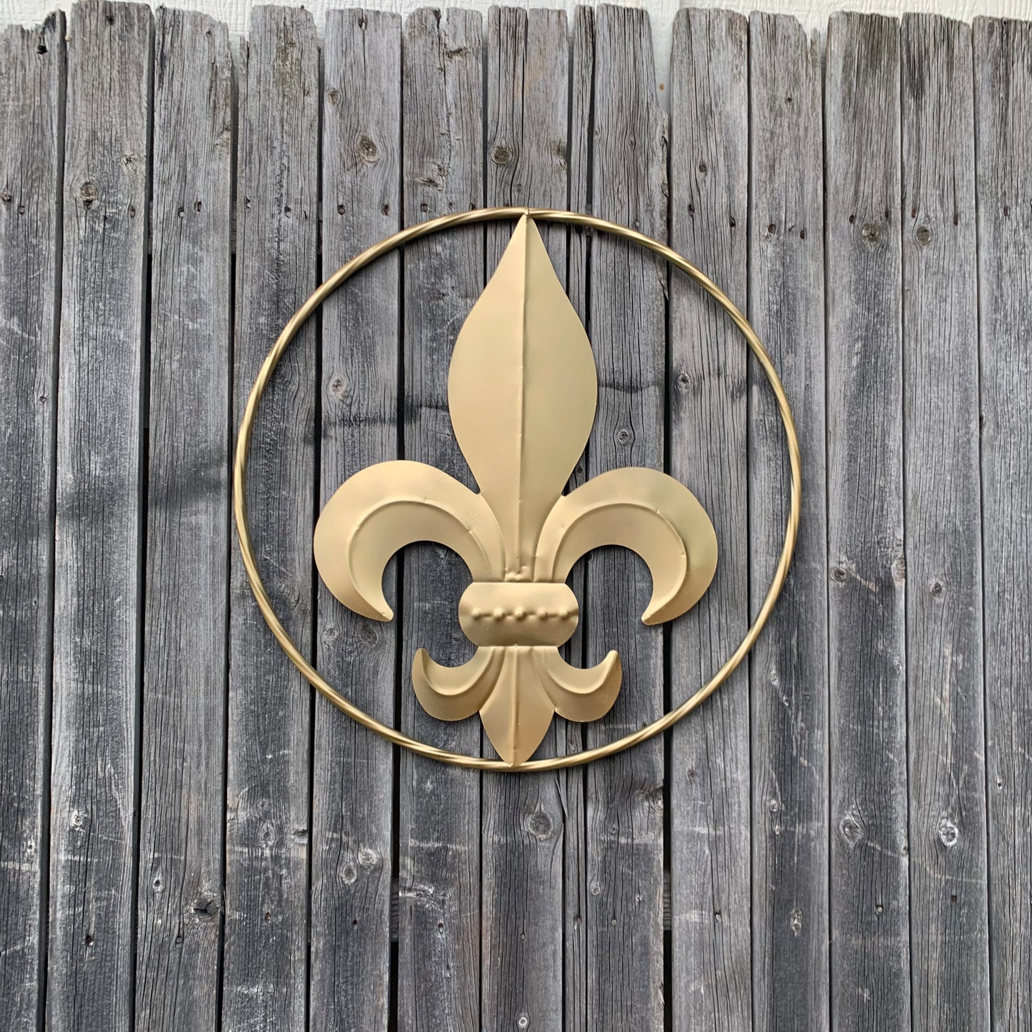 24" GOLD FLEUR DE LIS METAL SIGN WESTERN HOME DECOR HANDMADE NEW ART #EH10149