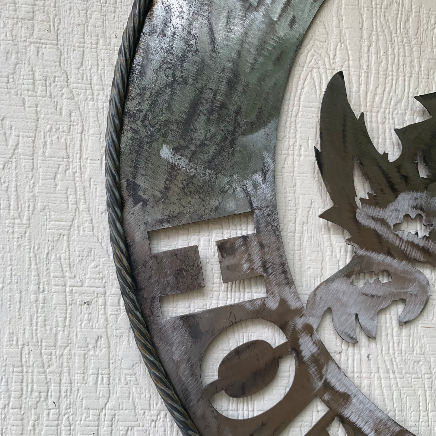 32" TCU HORNED FROGS CUSTOM RAW METAL VINTAGE CRAFT WIDE BAND RING TEAM SIGN HANDMADE