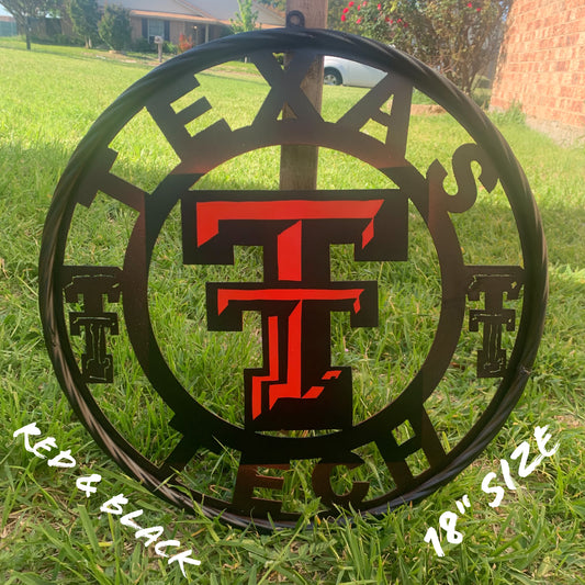 TEXAS TECH RED & BLACK CUSTOM METAL VINTAGE CRAFT TEAM SIGN WESTERN HOME DECOR HANDMADE