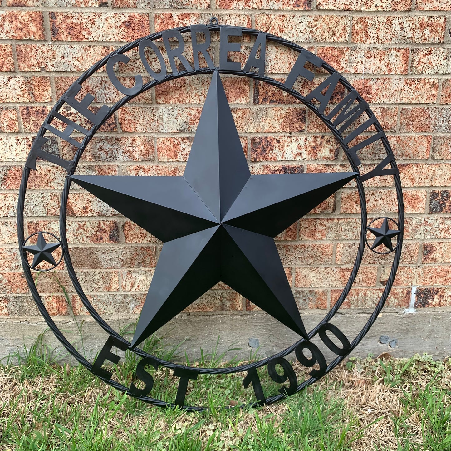 CORREA FAMILY STYLE CUSTOM FAMILY NAME STAR METAL BARN STAR ROPE RING WESTERN HOME DECOR RUSTIC HANDMADE 24",32",34",36",40",42",44",46",50"