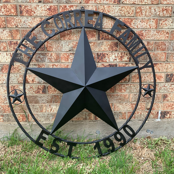 CORREA FAMILY STYLE CUSTOM FAMILY NAME STAR METAL BARN STAR ROPE RING WESTERN HOME DECOR RUSTIC HANDMADE 24",32",34",36",40",42",44",46",50"