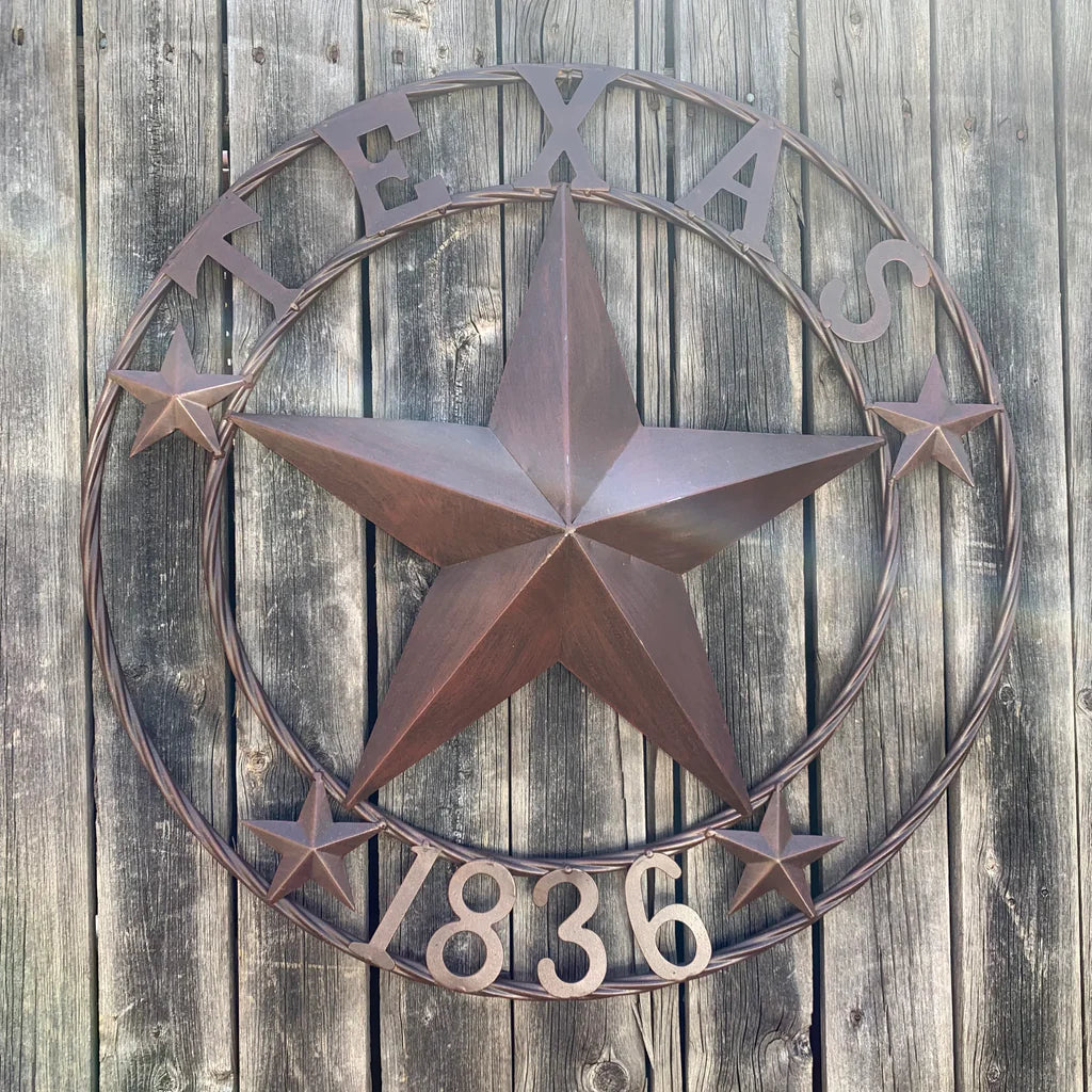 TEXAS 1836 RUSTIC BRONZE BARN STAR METAL WALL WESTERN HOME DECOR HANDMADE #EH10073