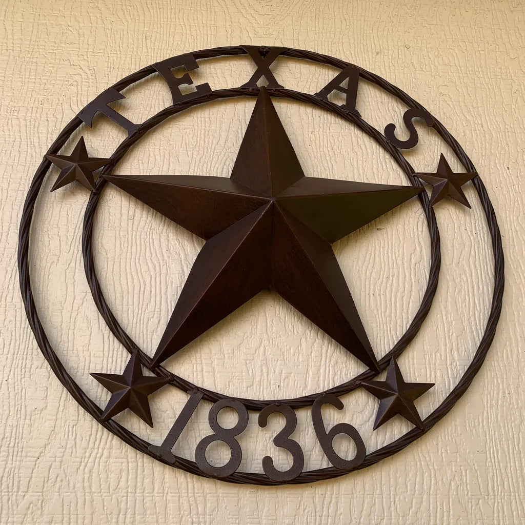 TEXAS 1836 RUSTIC BRONZE BARN STAR METAL WALL WESTERN HOME DECOR HANDMADE #EH10073