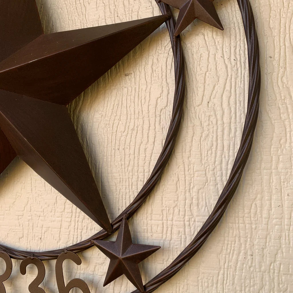 TEXAS 1836 RUSTIC BRONZE BARN STAR METAL WALL WESTERN HOME DECOR HANDMADE #EH10073
