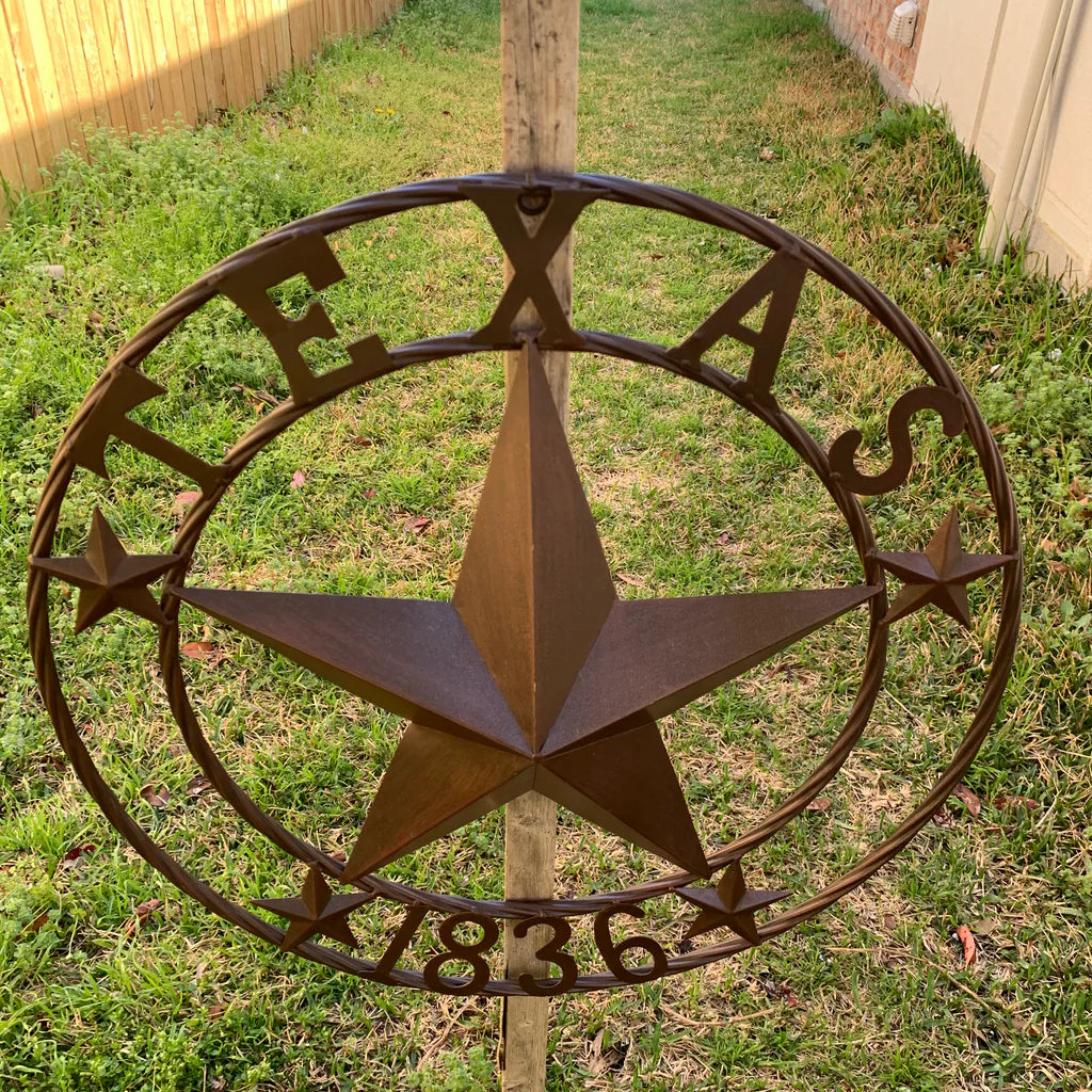TEXAS 1836 RUSTIC BRONZE BARN STAR METAL WALL WESTERN HOME DECOR HANDMADE #EH10073