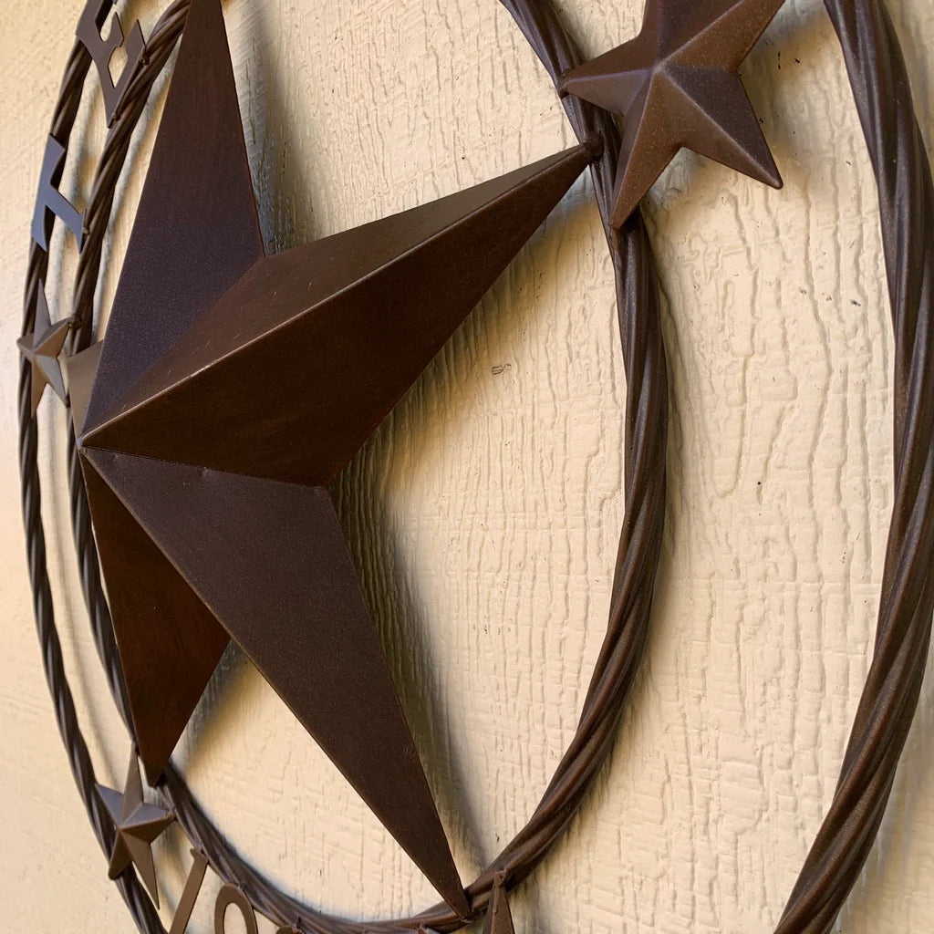 TEXAS 1836 RUSTIC BRONZE BARN STAR METAL WALL WESTERN HOME DECOR HANDMADE #EH10073