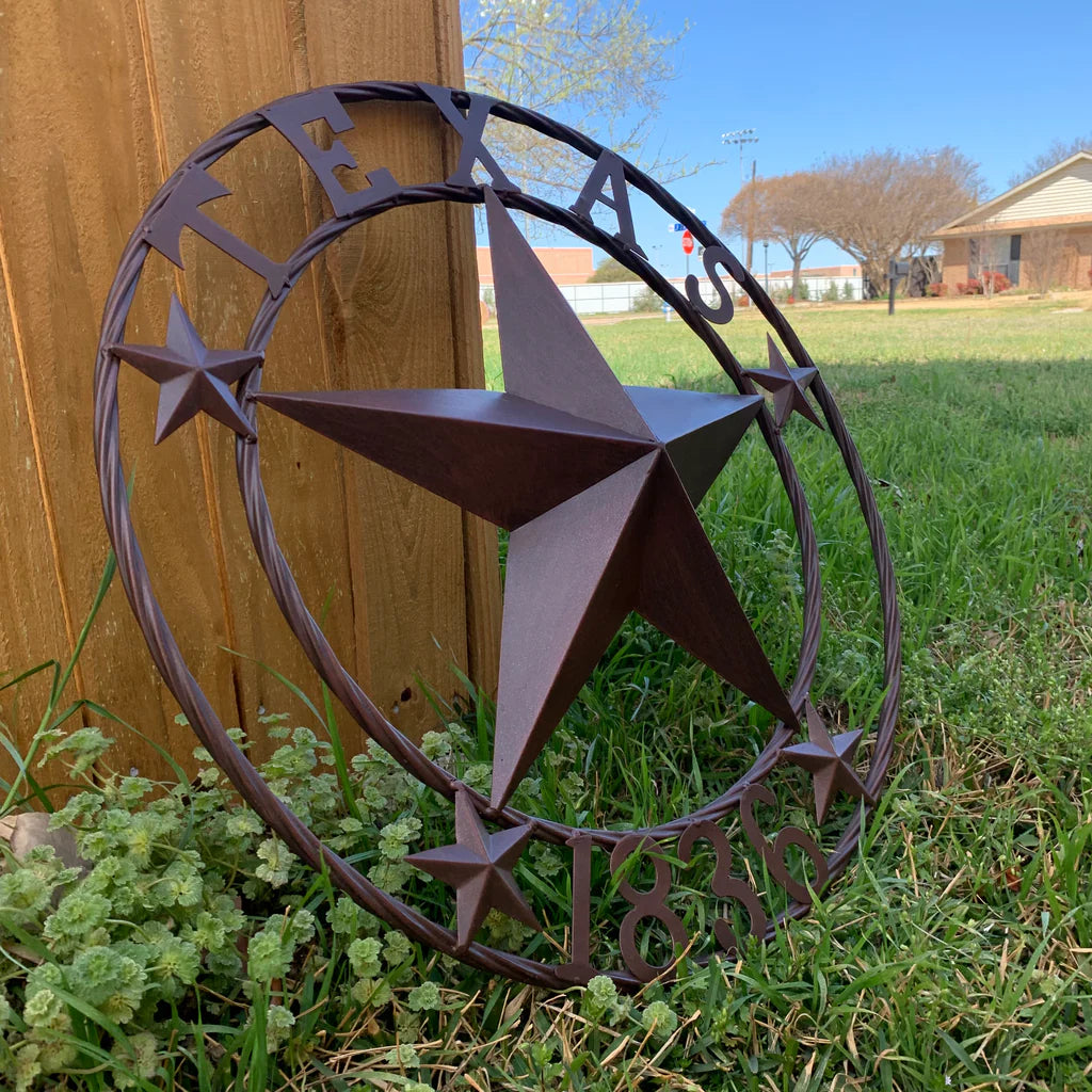 TEXAS 1836 RUSTIC BRONZE BARN STAR METAL WALL WESTERN HOME DECOR HANDMADE #EH10073