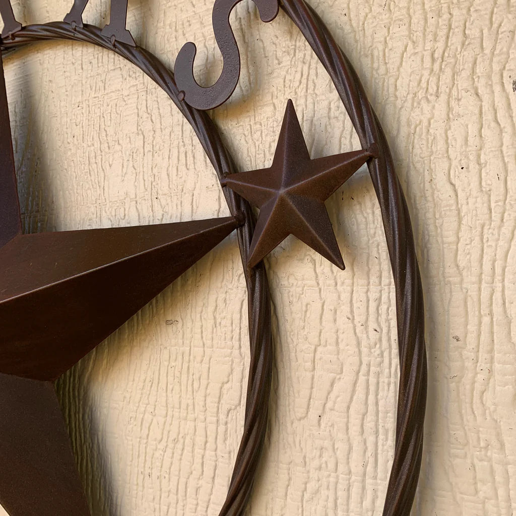 TEXAS 1836 RUSTIC BRONZE BARN STAR METAL WALL WESTERN HOME DECOR HANDMADE #EH10073