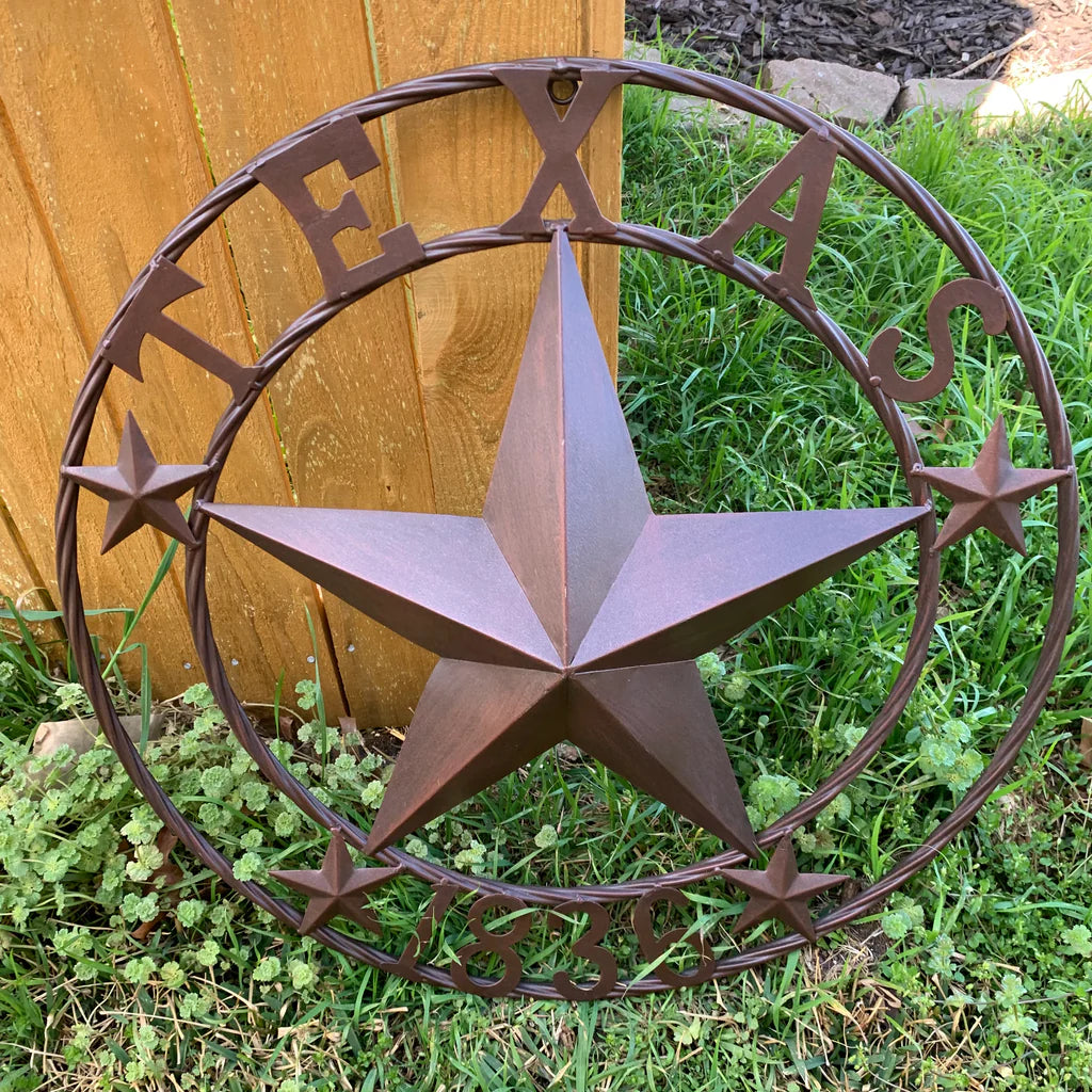 TEXAS 1836 RUSTIC BRONZE BARN STAR METAL WALL WESTERN HOME DECOR HANDMADE #EH10073