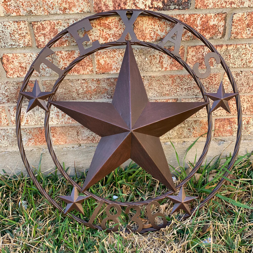 TEXAS 1836 RUSTIC BRONZE BARN STAR METAL WALL WESTERN HOME DECOR HANDMADE #EH10073