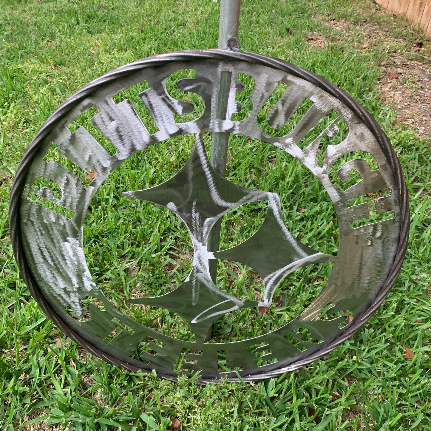 PITTSBURGH STEELERS CUSTOM RAW METAL VINTAGE CRAFT TEAM SIGN HANDMADE