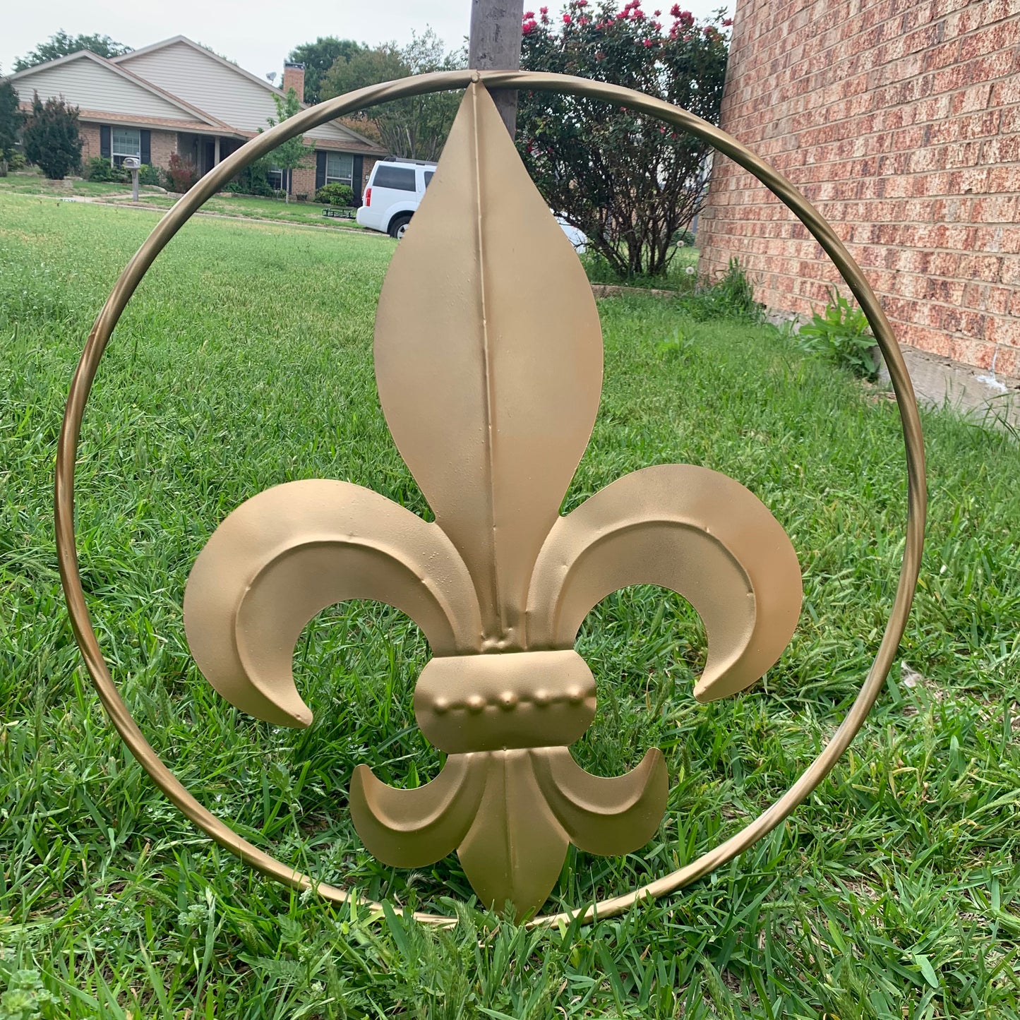 24" GOLD FLEUR DE LIS METAL SIGN WESTERN HOME DECOR HANDMADE NEW ART #EH10149