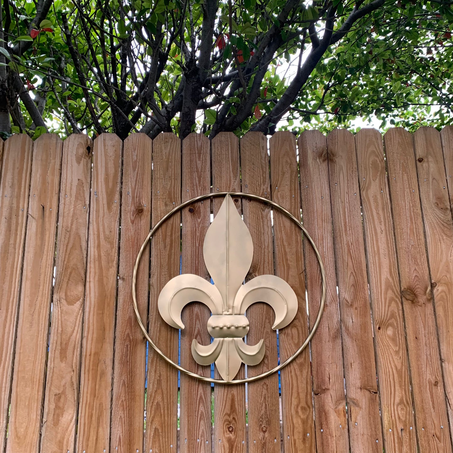 24" GOLD FLEUR DE LIS METAL SIGN WESTERN HOME DECOR HANDMADE NEW ART #EH10149