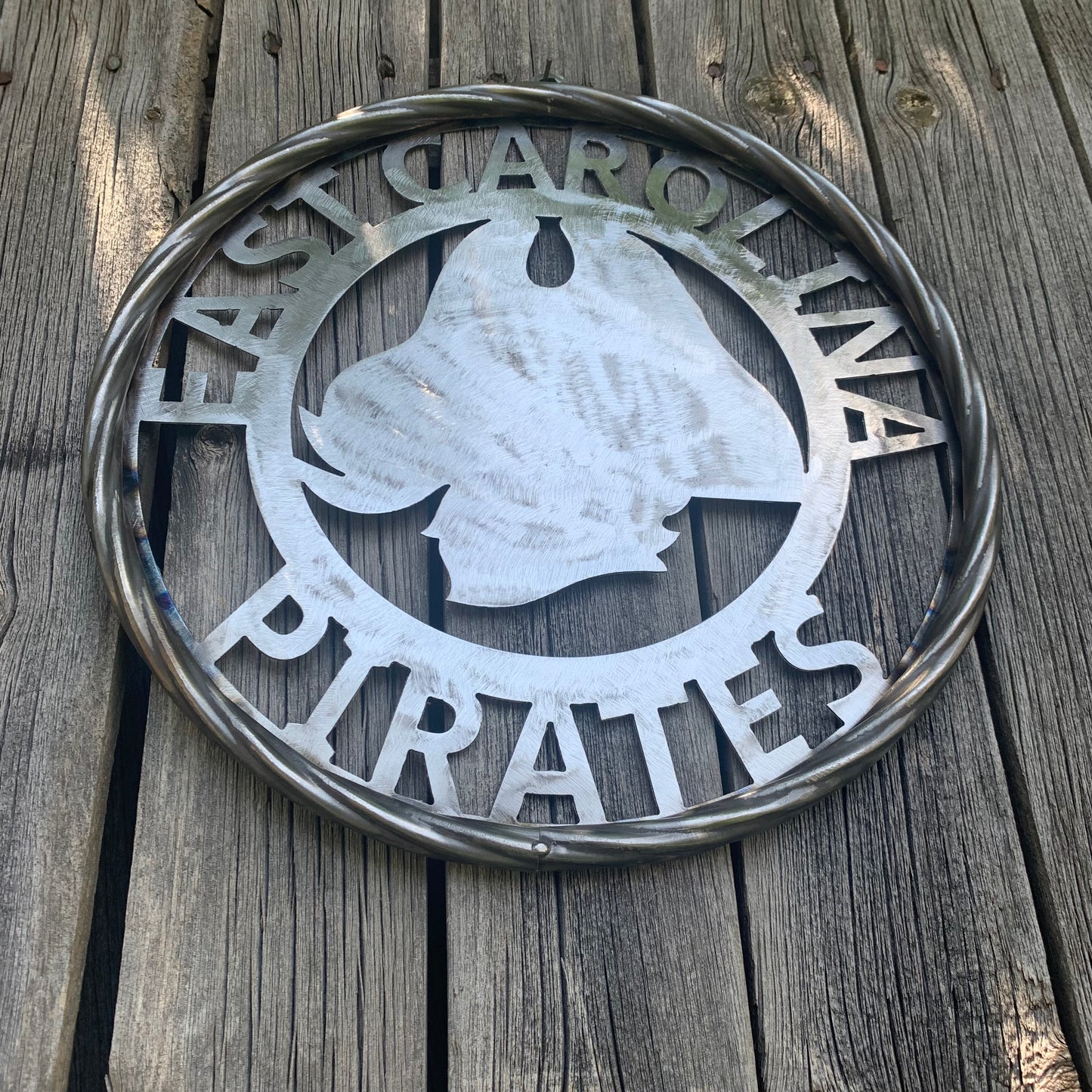 EAST CAROLINA CUSTOM RAW METAL VINTAGE CRAFT WALL ART TEAM SIGN HANDMADE
