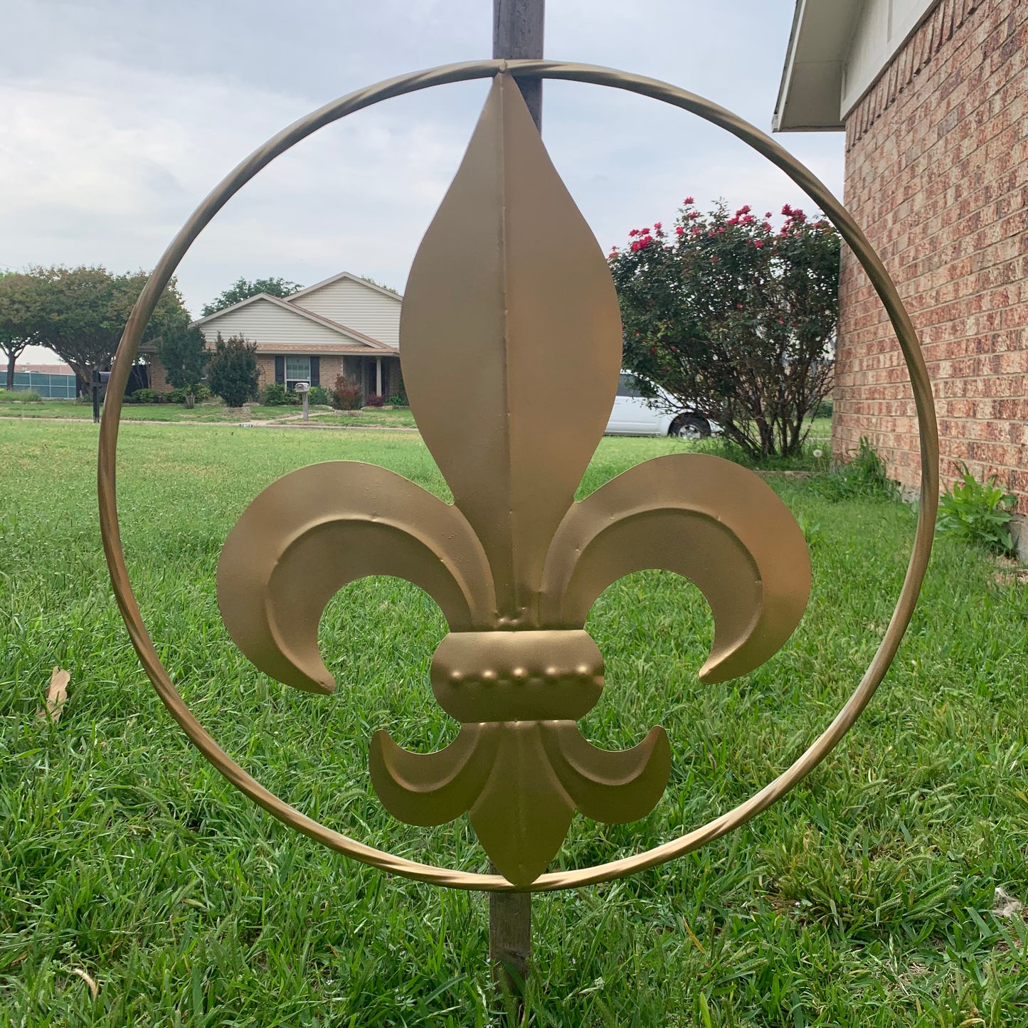 24" GOLD FLEUR DE LIS METAL SIGN WESTERN HOME DECOR HANDMADE NEW ART #EH10149