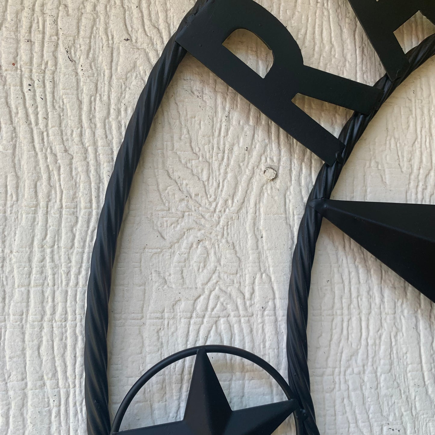 RAWHIDE STYLE CUSTOM STAR RUSTIC BLACK NAME BARN METAL STAR 3d TWISTED ROPE RING WESTERN HOME DECOR HANDMADE