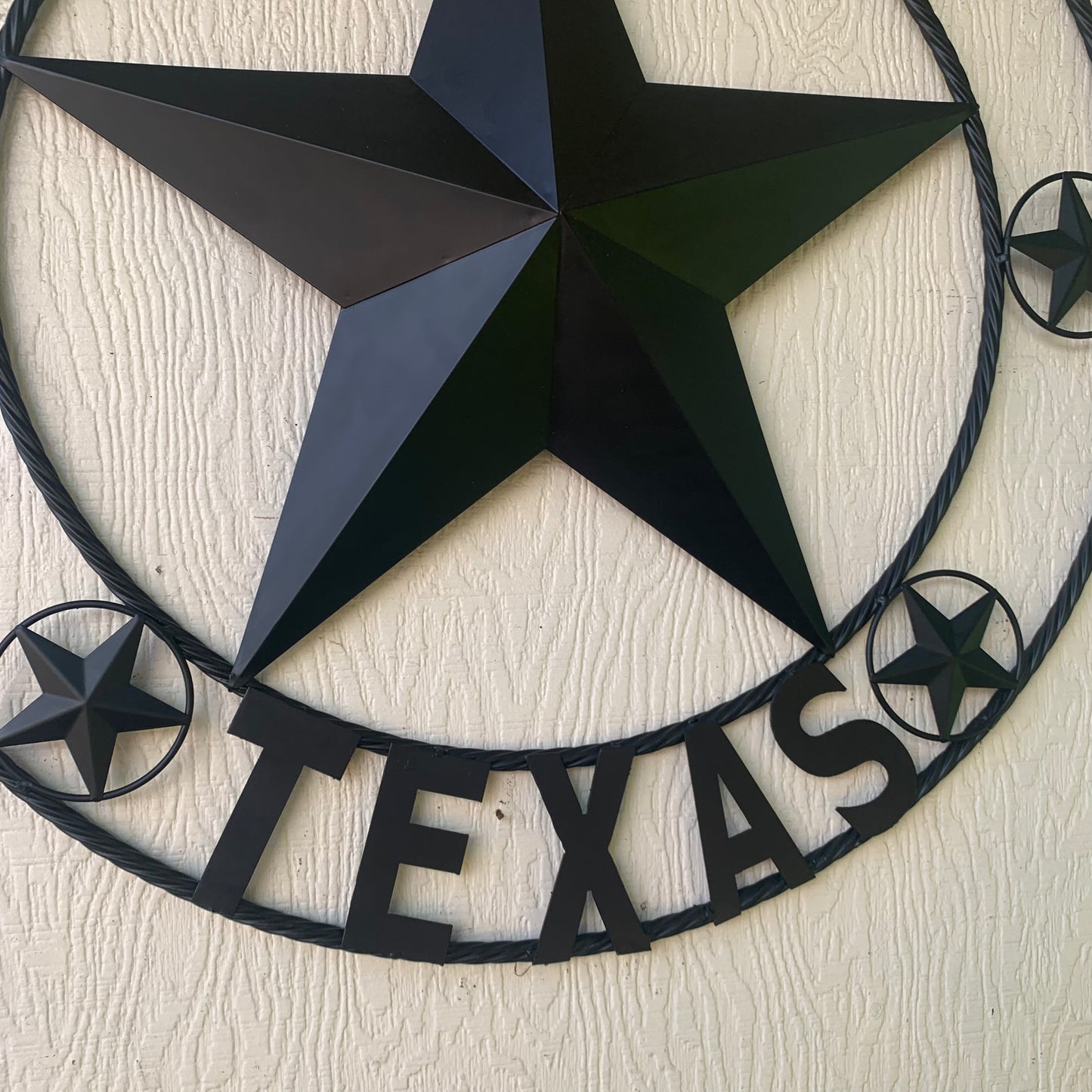 HEATH TEXAS STYLE CUSTOM STAR NAME BARN METAL STAR 3d TWISTED ROPE RING WESTERN HOME DECOR HANDMADE RUSTIC BLACK 24",32",34",36",40",42",44",46",50"