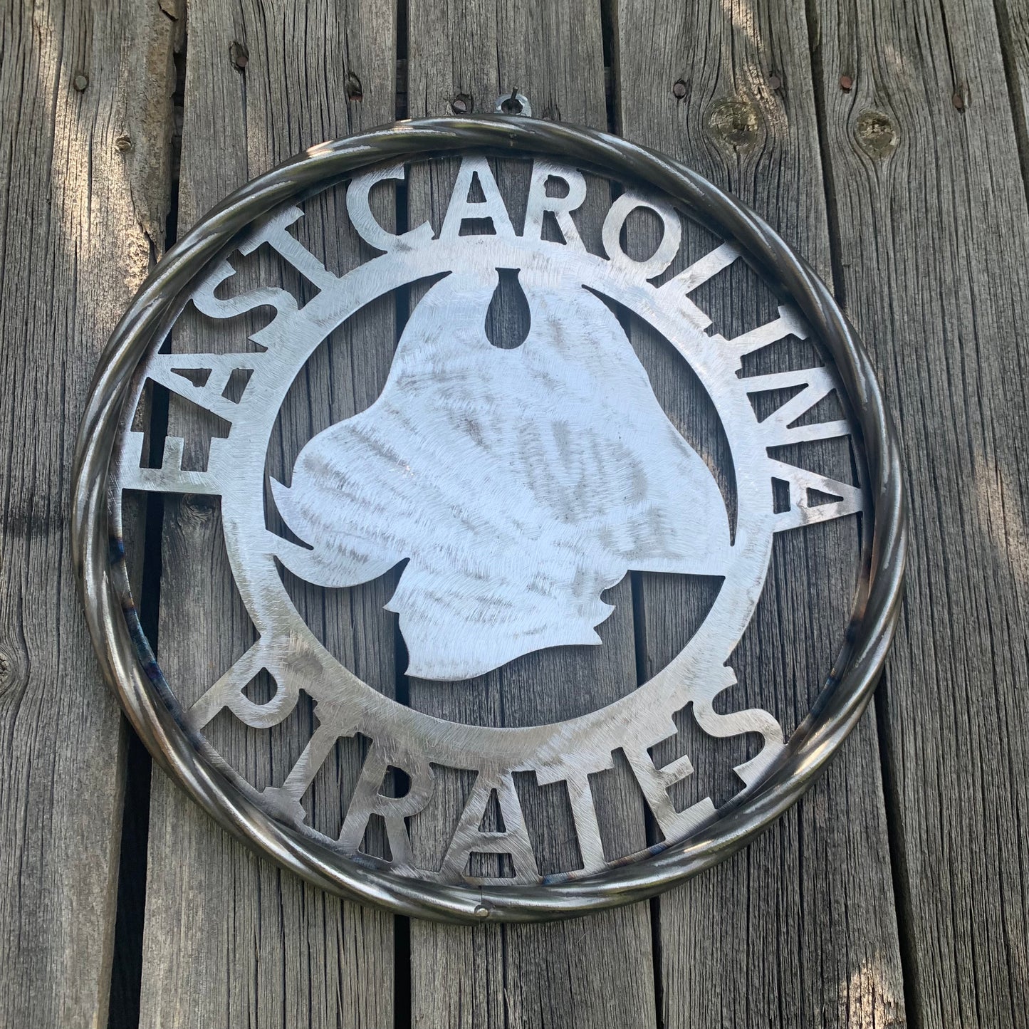EAST CAROLINA CUSTOM RAW METAL VINTAGE CRAFT WALL ART TEAM SIGN HANDMADE