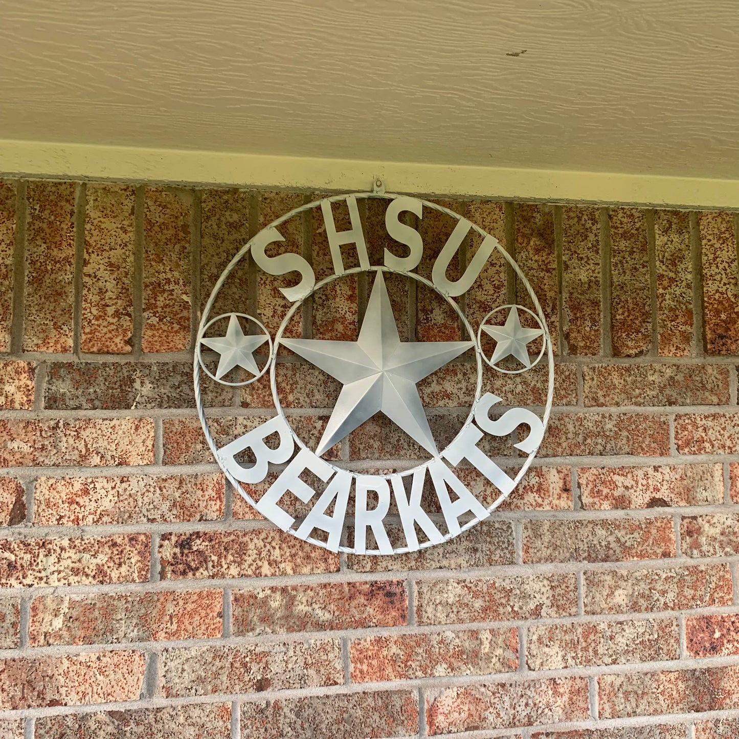 24",32" SHSU SAM HOUSTON BEARKATS RUSTIC WHITE METAL CUSTOM VINTAGE CRAFT RUSTIC BLACK TEAM STAR HANDMADE
