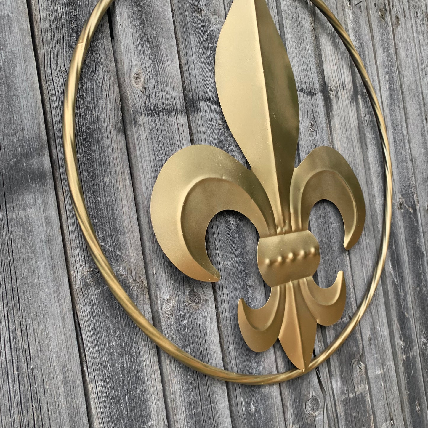 24" GOLD FLEUR DE LIS METAL SIGN WESTERN HOME DECOR HANDMADE NEW ART #EH10149