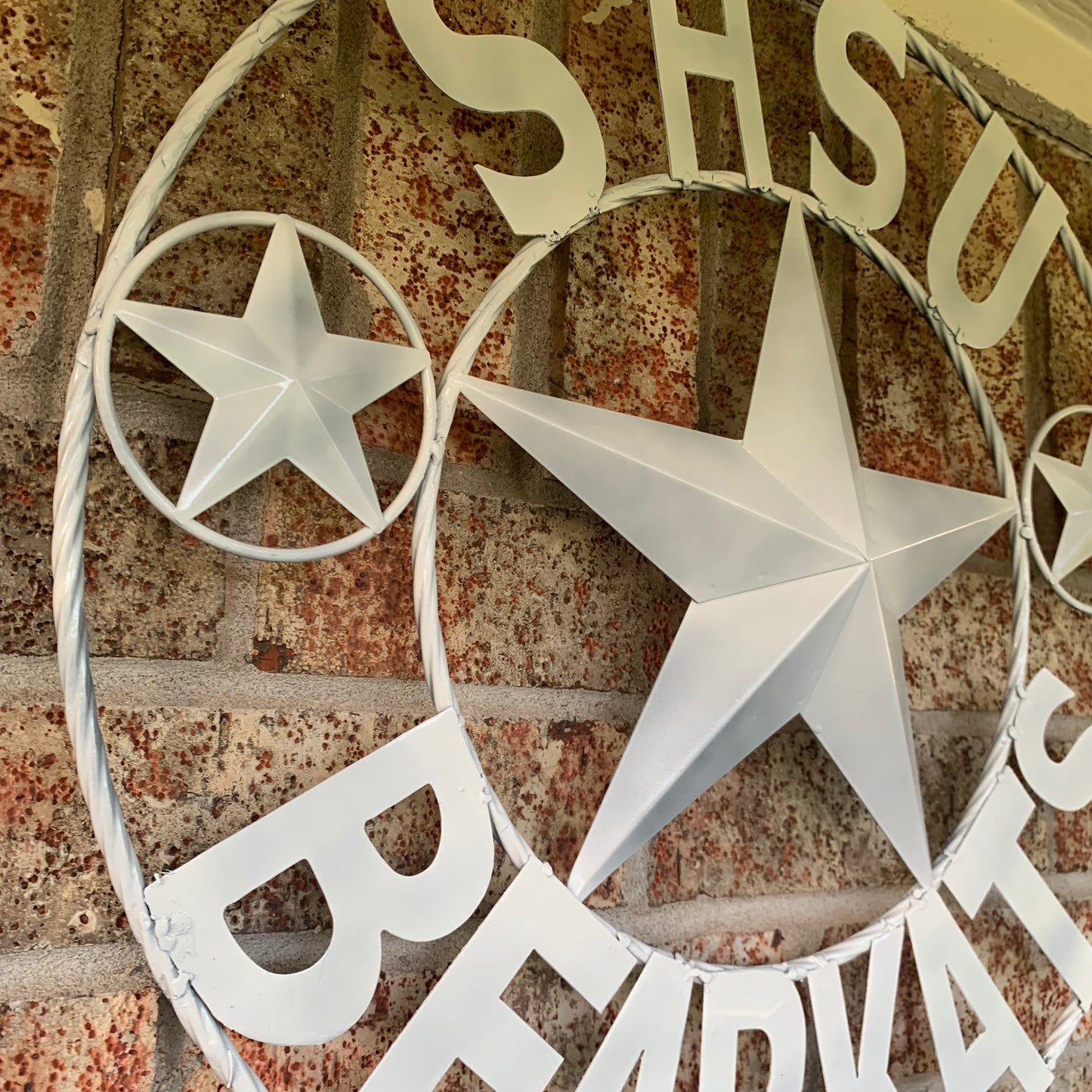 24",32" SHSU SAM HOUSTON BEARKATS RUSTIC WHITE METAL CUSTOM VINTAGE CRAFT RUSTIC BLACK TEAM STAR HANDMADE