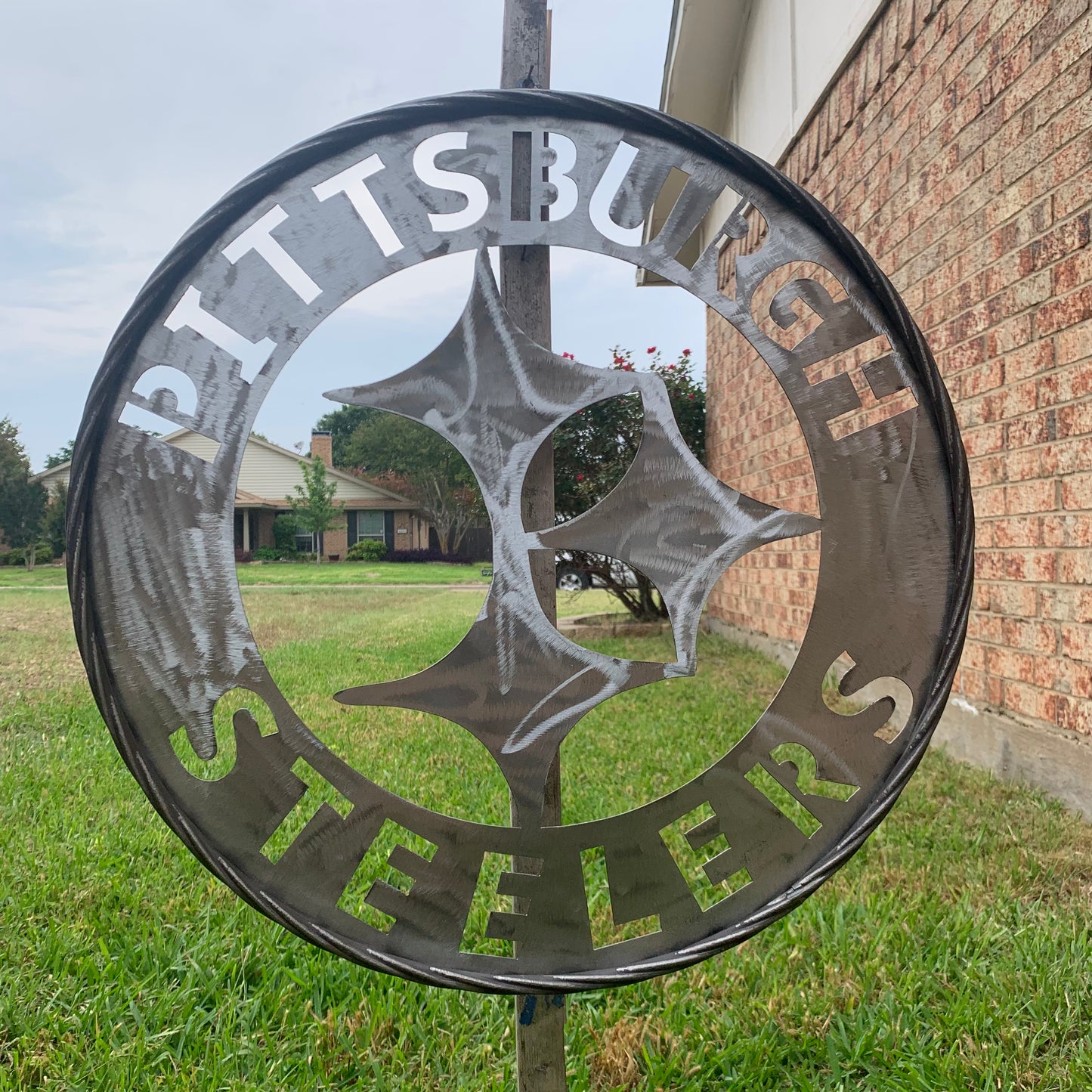 PITTSBURGH STEELERS CUSTOM RAW METAL VINTAGE CRAFT TEAM SIGN HANDMADE