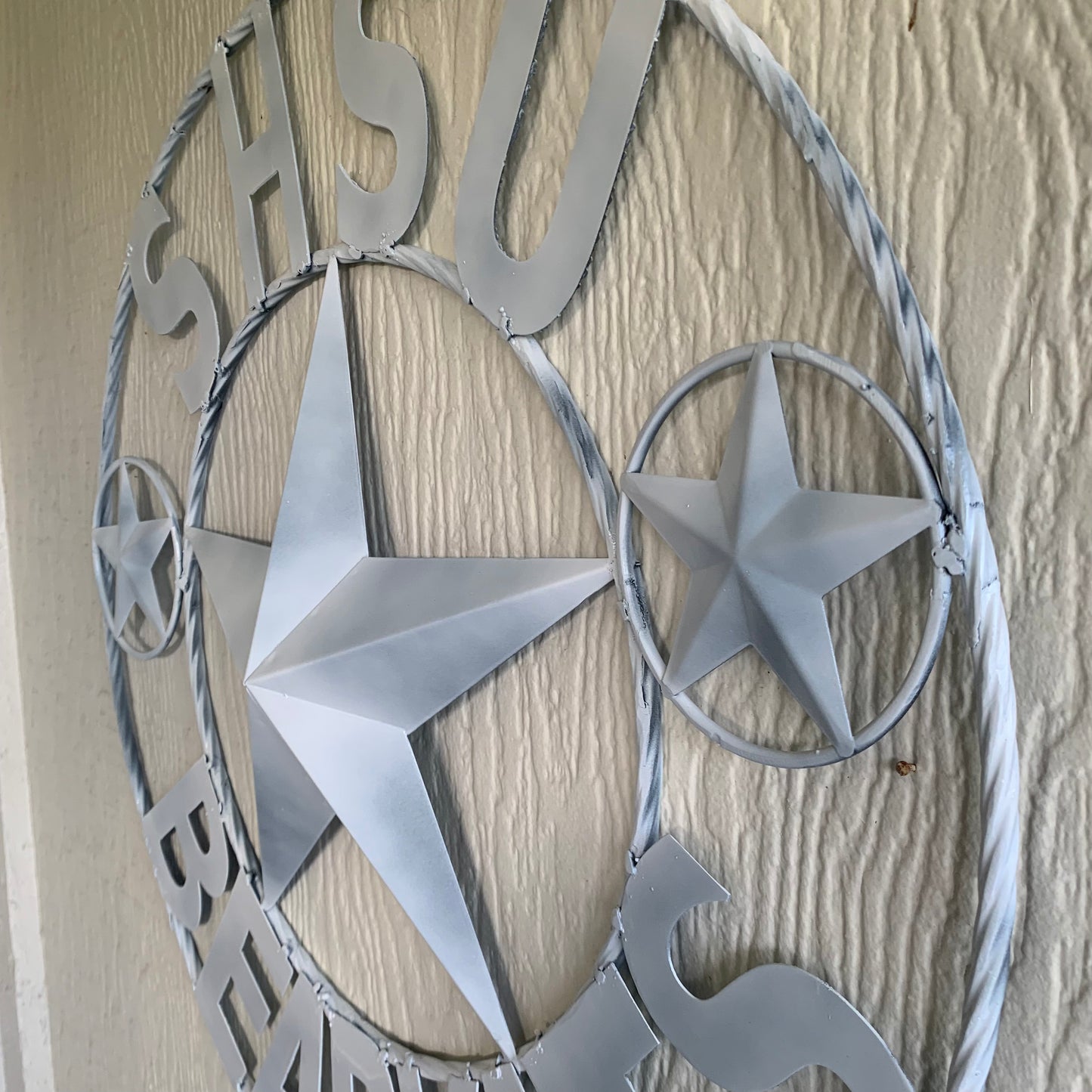 24",32" SHSU SAM HOUSTON BEARKATS RUSTIC WHITE METAL CUSTOM VINTAGE CRAFT RUSTIC BLACK TEAM STAR HANDMADE
