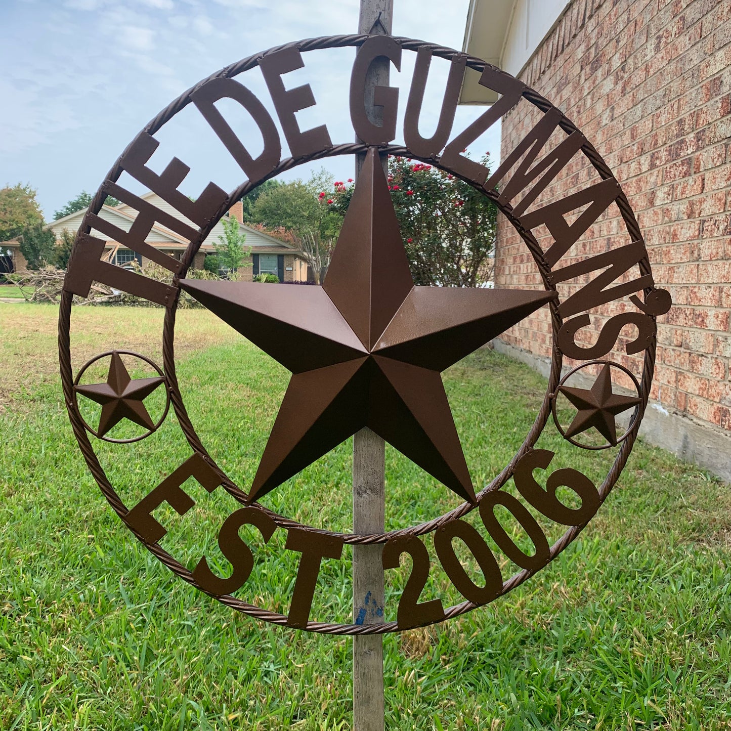 GUZMAN STYLE CUSTOM STAR NAME BARN METAL STAR 3d TWISTED ROPE RING WESTERN HOME DECOR RUSTIC  BRONZE HANDMADE 24",32",34",36",40",42",44",46",50"
