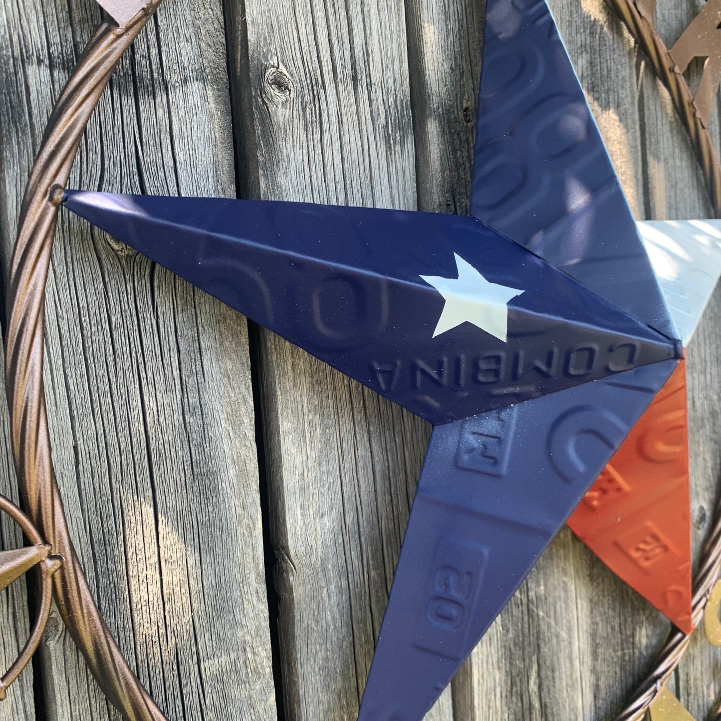 ZOLDAK TEXAS TX LICENSE PLATE STAR STYLE CUSTOM NAME STAR WITH TWISTED ROPE RING METAL WALL ART WESTERN HOME DECOR HANDMADE