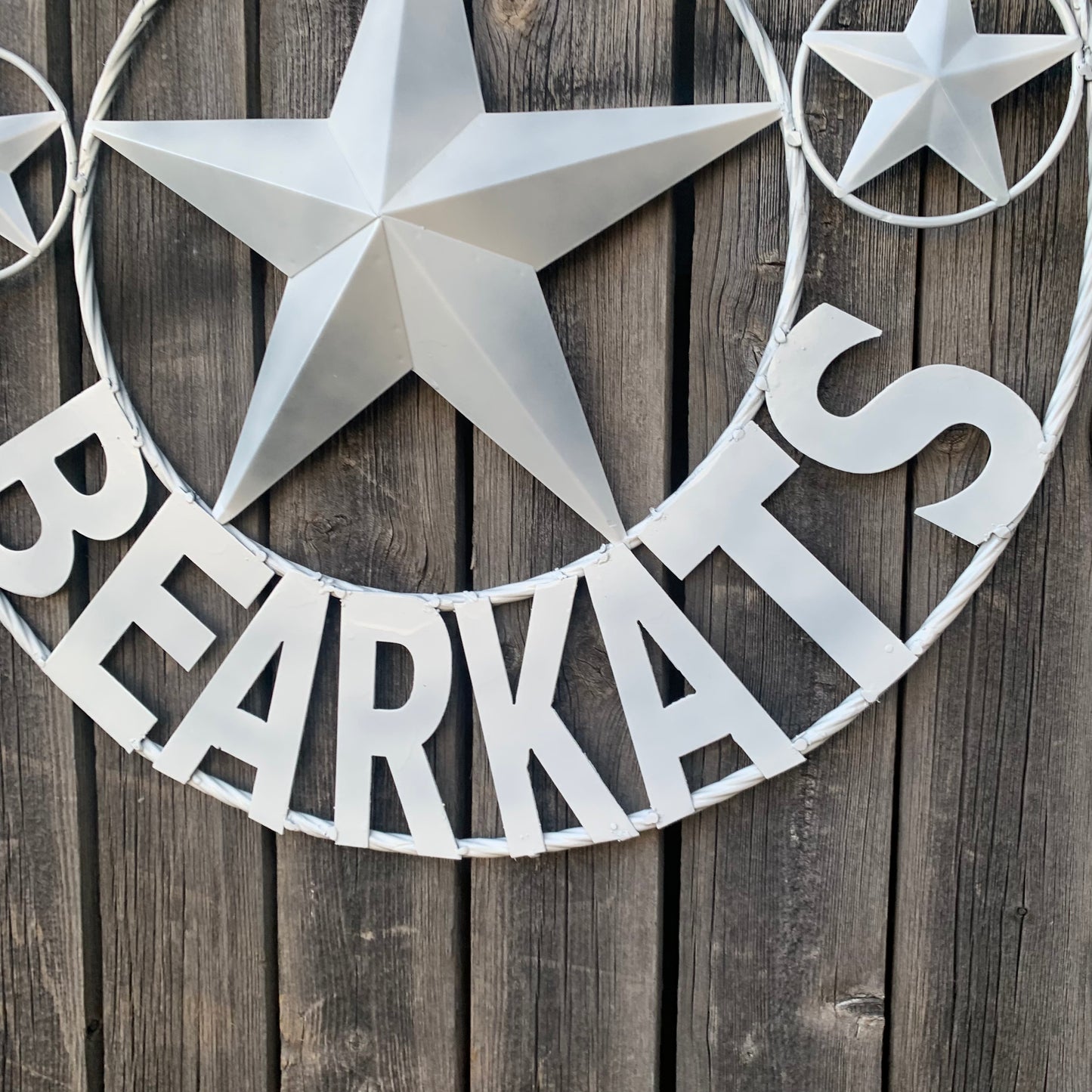 24",32" SHSU SAM HOUSTON BEARKATS RUSTIC WHITE METAL CUSTOM VINTAGE CRAFT RUSTIC BLACK TEAM STAR HANDMADE
