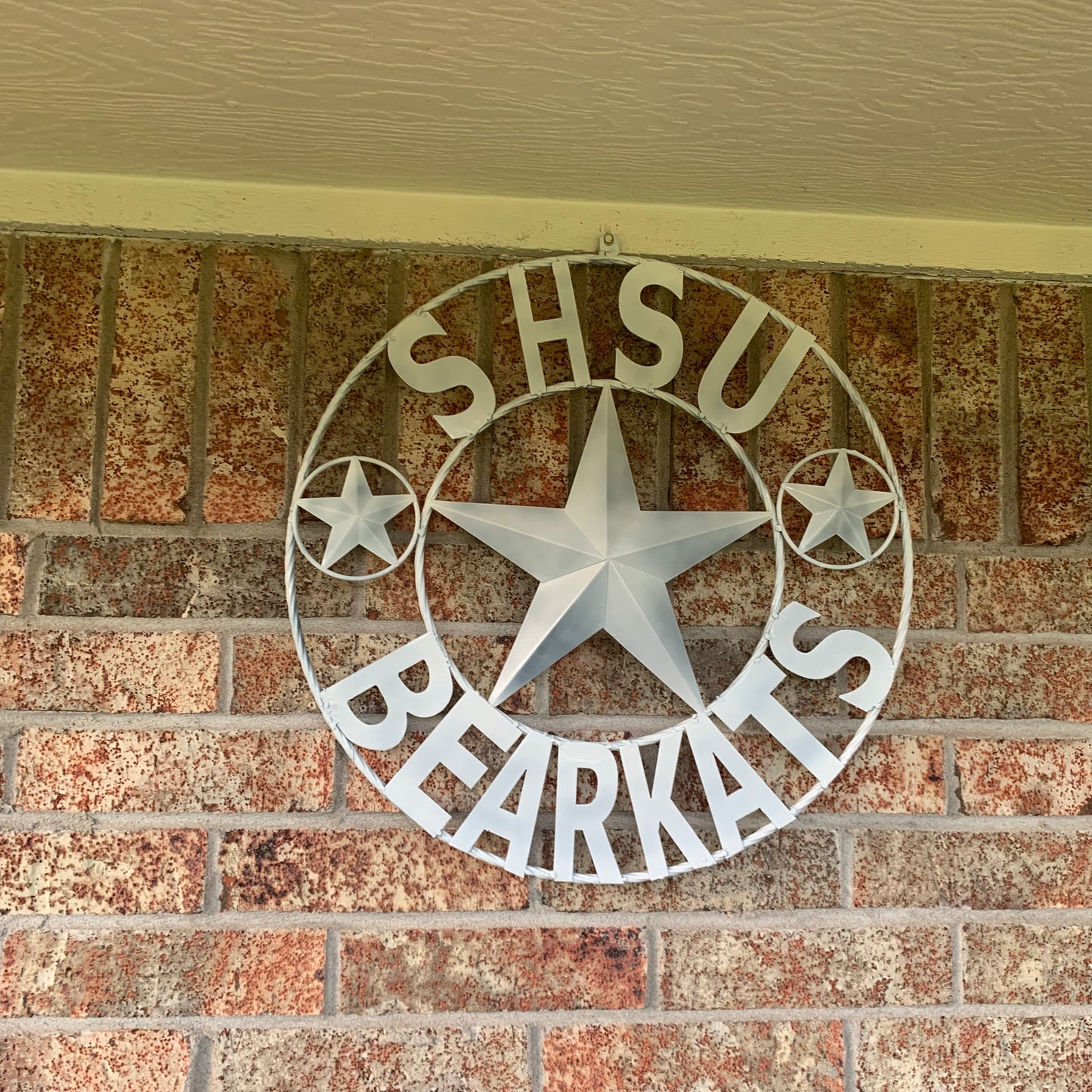 24",32" SHSU SAM HOUSTON BEARKATS RUSTIC WHITE METAL CUSTOM VINTAGE CRAFT RUSTIC BLACK TEAM STAR HANDMADE