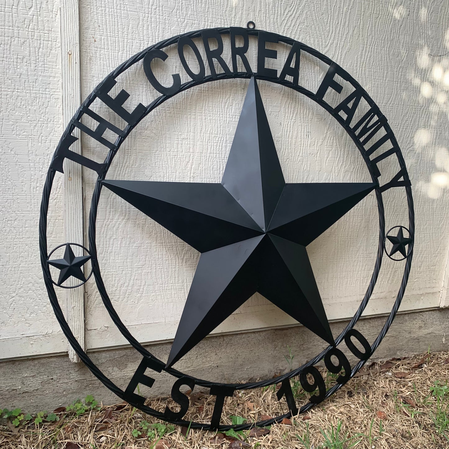 CORREA FAMILY STYLE CUSTOM FAMILY NAME STAR METAL BARN STAR ROPE RING WESTERN HOME DECOR RUSTIC HANDMADE 24",32",34",36",40",42",44",46",50"