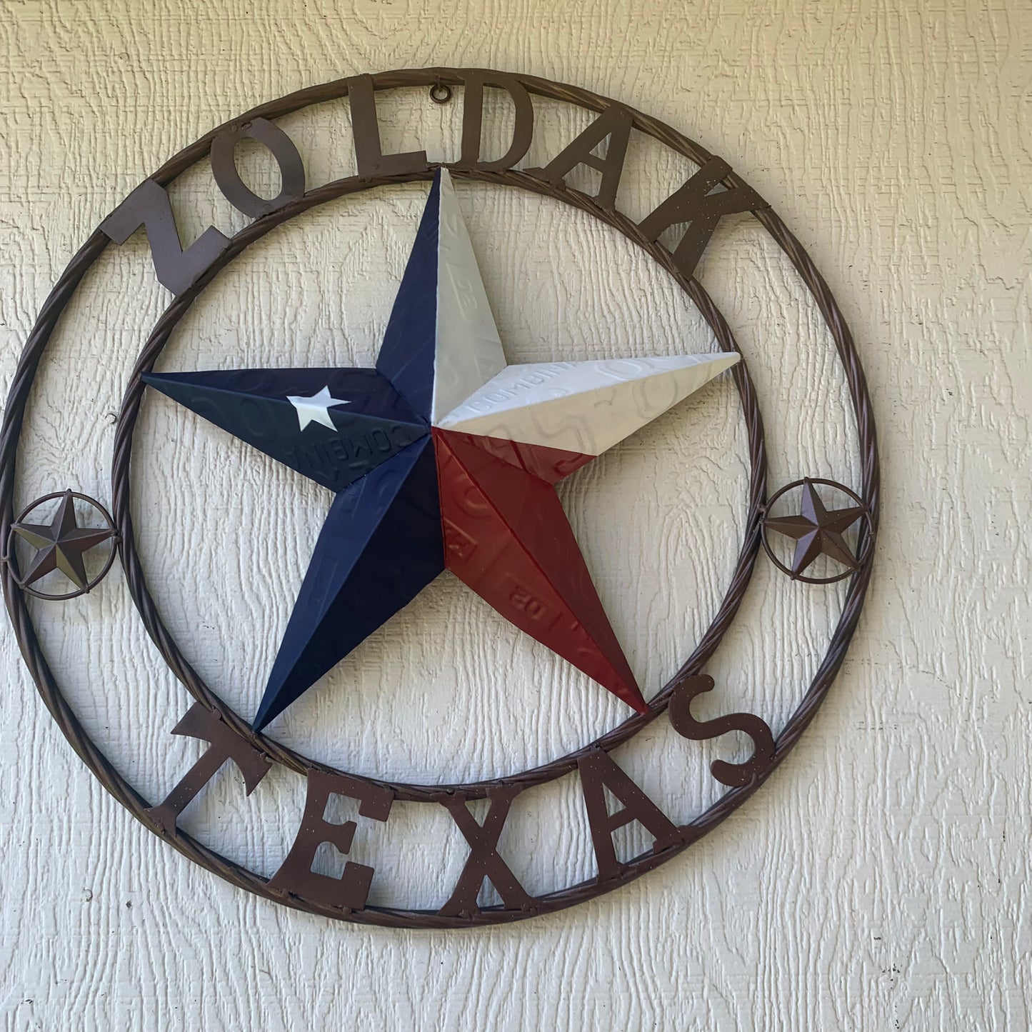 ZOLDAK TEXAS TX LICENSE PLATE STAR STYLE CUSTOM NAME STAR WITH TWISTED ROPE RING METAL WALL ART WESTERN HOME DECOR HANDMADE