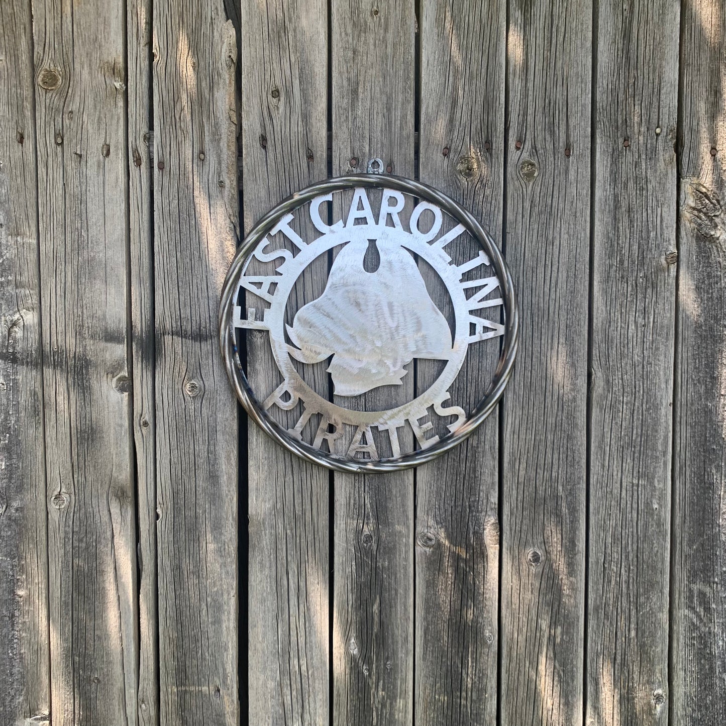 EAST CAROLINA CUSTOM RAW METAL VINTAGE CRAFT WALL ART TEAM SIGN HANDMADE