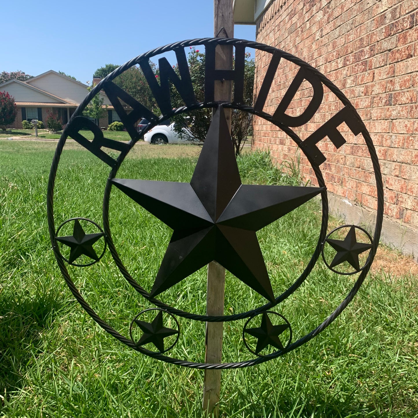RAWHIDE STYLE CUSTOM STAR RUSTIC BLACK NAME BARN METAL STAR 3d TWISTED ROPE RING WESTERN HOME DECOR HANDMADE