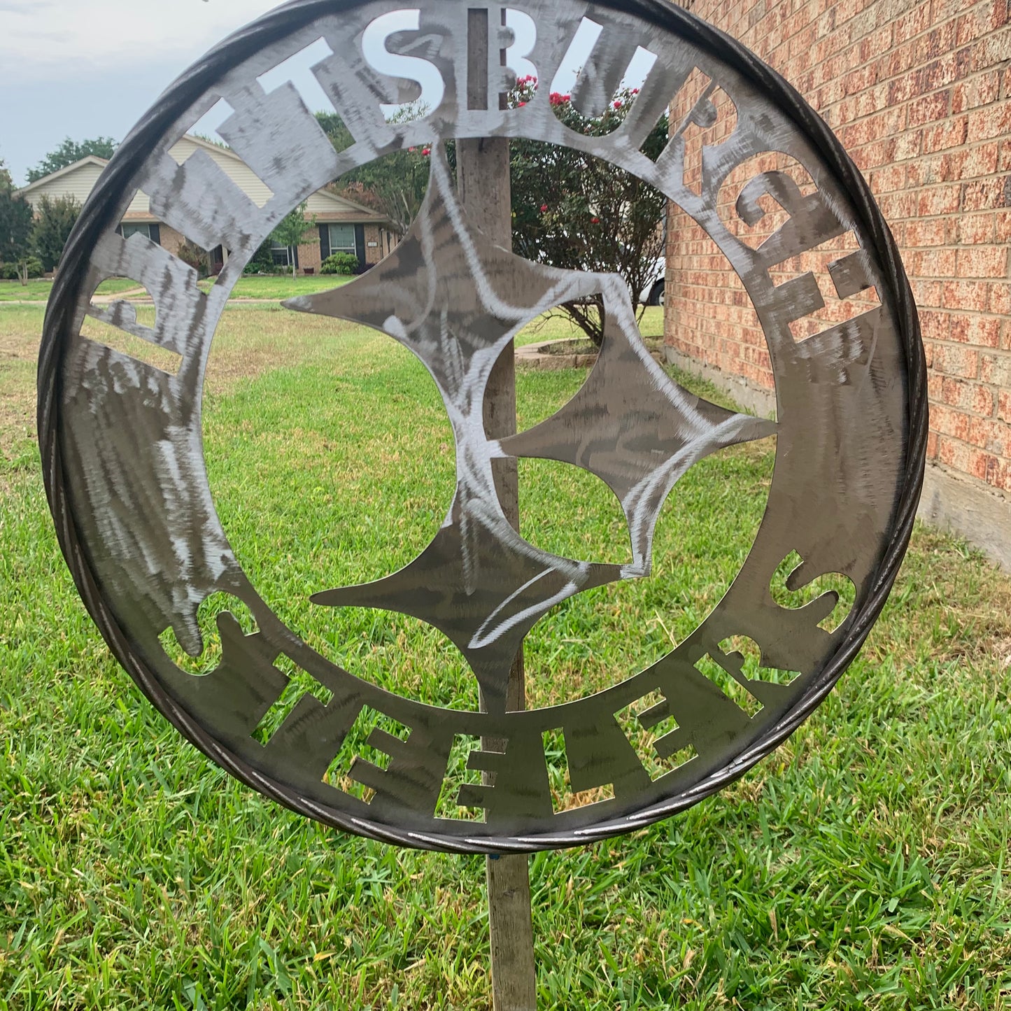 PITTSBURGH STEELERS CUSTOM RAW METAL VINTAGE CRAFT TEAM SIGN HANDMADE